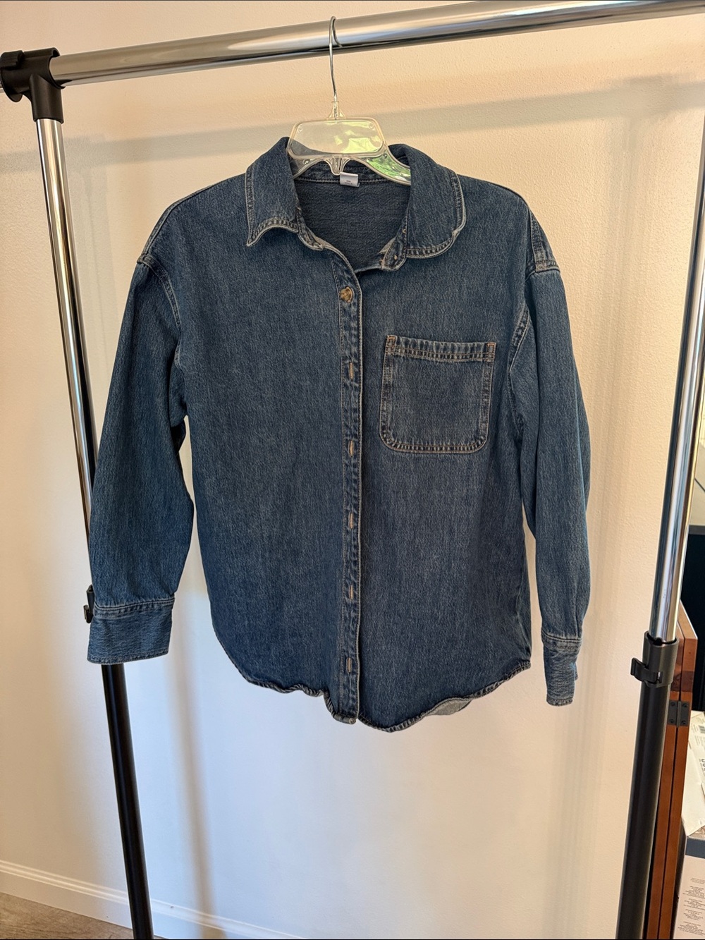 Old Navy dark denim Button Up MPetite